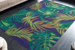 In- und Outdoor Teppich LEAF 180x120cm grün blau Blätter-Design Läufer wetterfest