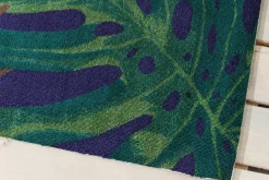 In- und Outdoor Teppich LEAF 180x120cm grün blau Blätter-Design Läufer wetterfest