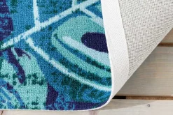In- und Outdoor Teppich LEAF 240x160cm blau grün Blatt-Design wetterfest