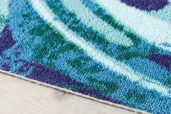 In- und Outdoor Teppich LEAF 240x160cm blau grün Blatt-Design wetterfest