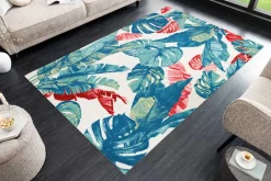 In- und Outdoor Teppich TROPICAL 240x160cm grün pink Blatt florales Design wetterfest