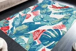 In- und Outdoor Teppich TROPICAL 240x160cm grün pink Blatt florales Design wetterfest