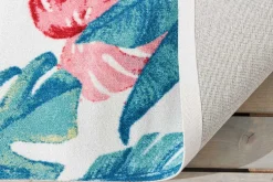 In- und Outdoor Teppich TROPICAL 240x160cm grün pink Blatt florales Design wetterfest