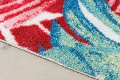 In- und Outdoor Teppich TROPICAL 180x120cm grün pink Blatt Design Läufer wetterfest