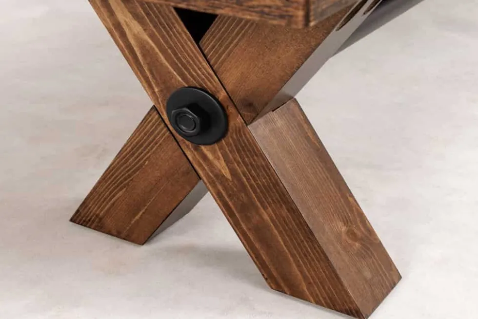 Industrial Bank GOLIATH 180cm natur Pinienholz X-Gestell schwarz Metall
