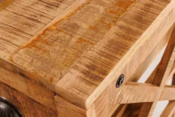 Industrial Barschrank BODEGA 86cm Mangoholz Servierwagen mit Weinregal
