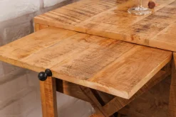 Industrial Barschrank BODEGA 86cm Mangoholz Servierwagen mit Weinregal und Aufhängung