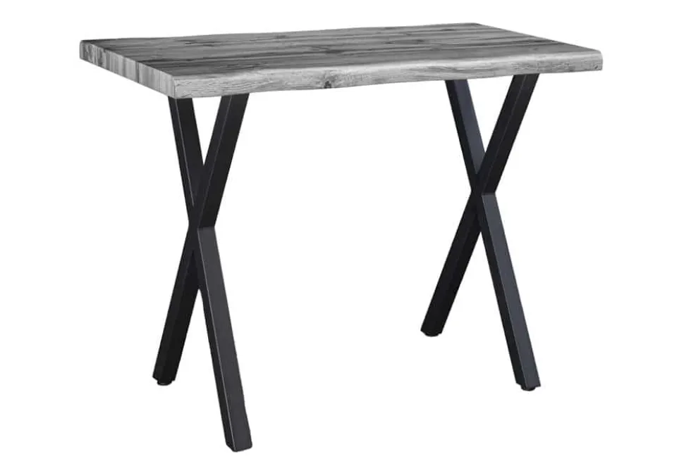 Industrial Bartisch WILD 120cm grau Wildeichen-Design schwarz Metall X-Gestell