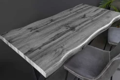 Industrial Bartisch WILD 120cm grau Wildeichen-Design schwarz Metall X-Gestell