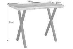 Industrial Bartisch WILD 120cm grau Wildeichen-Design schwarz Metall X-Gestell