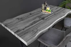 Industrial Bartisch WILD 120cm grau Wildeichen-Design schwarz Metall X-Gestell