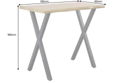 Industrial Bartisch WILD 120cm braun Wildeichen-Optik schwarz Metall X-Gestell