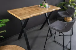 Industrial Bartisch WILD 120cm braun Wildeichen-Optik schwarz Metall X-Gestell