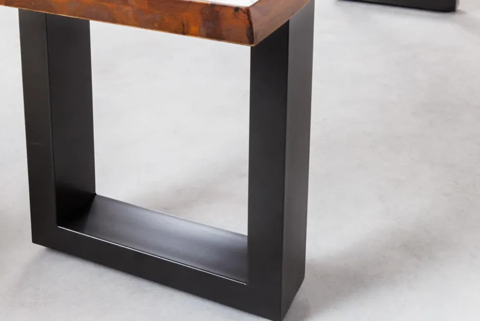 Industrial Baumstamm Sitzbank GENESIS 160cm Akazie Massivholz Kufengestell