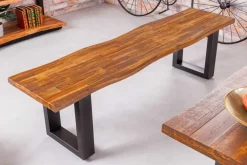 Industrial Baumstamm Sitzbank GENESIS 180cm Akazie Massivholz Metallgestell Live Edge