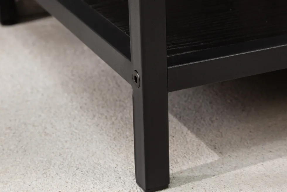 Industrial Bücherregal SLIM LINE 185cm Esche schwarz sechs Regalböden