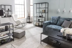 Industrial Bücherregal SLIM LINE 185cm Esche schwarz sechs Regalböden