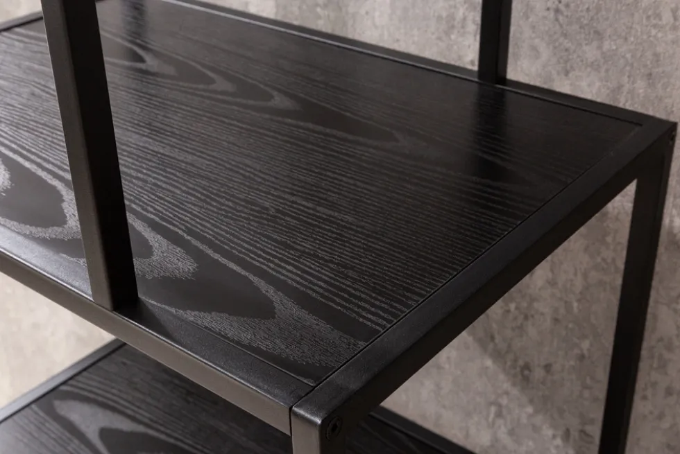 Industrial Bücherregal SLIM LINE 185cm Esche schwarz sechs Regalböden