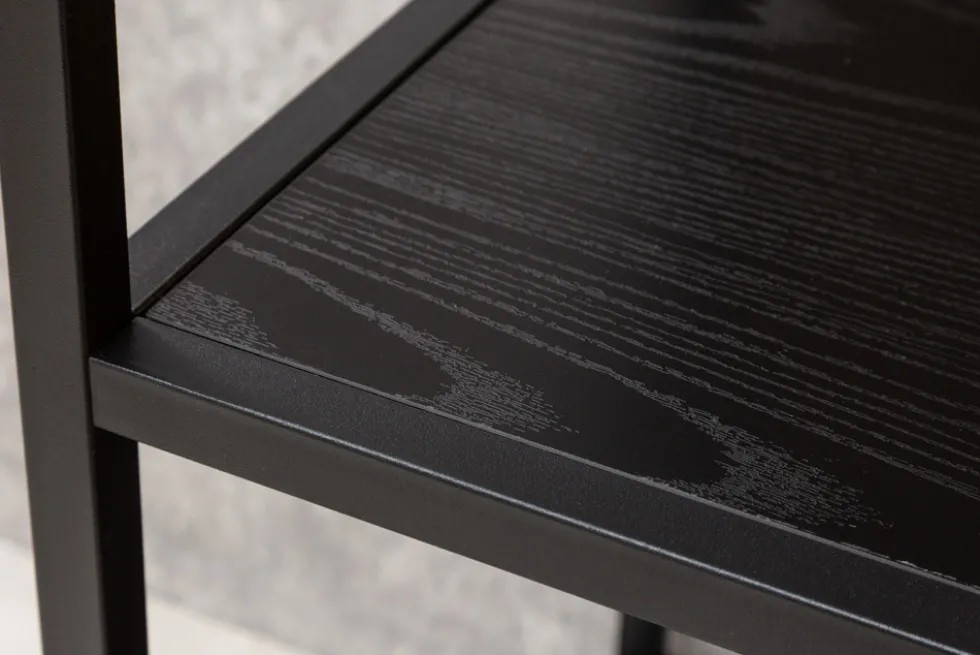Industrial Bücherregal SLIM LINE 185cm Esche schwarz sechs Regalböden