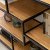 Industrial Bücherregal SLIM LINE 114cm Wildeiche schwarz fünf Regalböden
