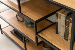 Industrial Bücherregal SLIM LINE 114cm Wildeiche schwarz fünf Regalböden