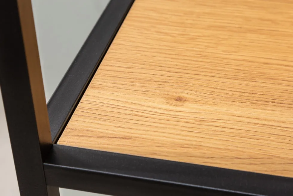 Industrial Bücherregal SLIM LINE 114cm Wildeiche schwarz fünf Regalböden