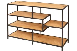 Industrial Bücherregal SLIM LINE 114cm Wildeiche schwarz fünf Regalböden