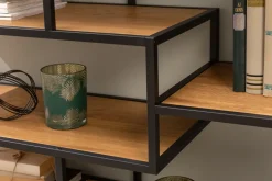 Industrial Bücherregal SLIM LINE 114cm Wildeiche schwarz fünf Regalböden