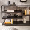 Industrial Bücherregal SLIM LINE 114cm Esche schwarz fünf Regalböden