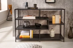 Industrial Bücherregal SLIM LINE 114cm Esche schwarz fünf Regalböden