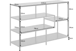 Industrial Bücherregal SLIM LINE 114cm Esche schwarz fünf Regalböden