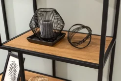 Industrial Bücherregal SLIM LINE 185cm Wildeiche schwarz sechs Regalböden