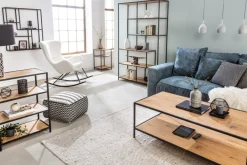 Industrial Bücherregal SLIM LINE 185cm Wildeiche schwarz sechs Regalböden