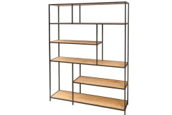 Industrial Bücherregal SLIM LINE 185x135cm Wildeiche schwarz sechs Regalböden