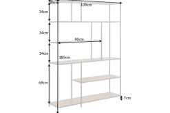 Industrial Bücherregal SLIM LINE 185x135cm Wildeiche schwarz sechs Regalböden