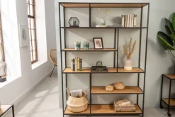 Industrial Bücherregal SLIM LINE 185x135cm Wildeiche schwarz sechs Regalböden