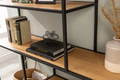 Industrial Bücherregal SLIM LINE 185x135cm Wildeiche schwarz sechs Regalböden