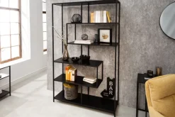 Industrial Bücherregal SLIM LINE 185x114cm Esche schwarz sechs Regalböden