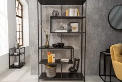 Industrial Bücherregal SLIM LINE 185x114cm Esche schwarz sechs Regalböden