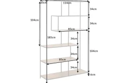 Industrial Bücherregal SLIM LINE 185x114cm Wildeiche schwarz sechs Regalböden