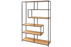 Industrial Bücherregal SLIM LINE 185x114cm Wildeiche schwarz sechs Regalböden