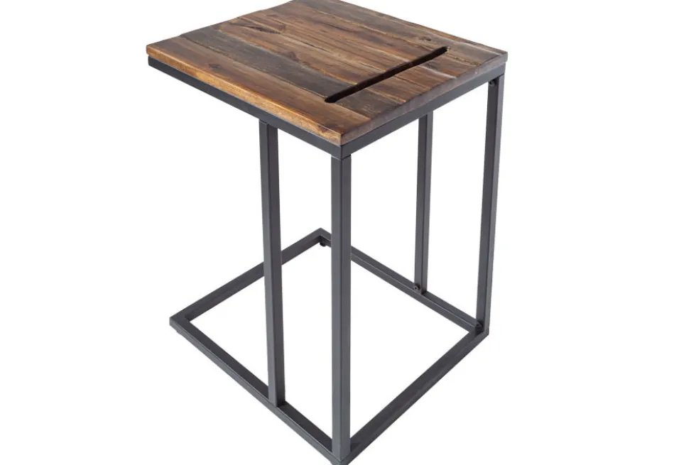 Industrial Beistelltisch SCANDINAVIA 60cm Akazie Massivholz Laptoptisch mit Tablet-Halterung