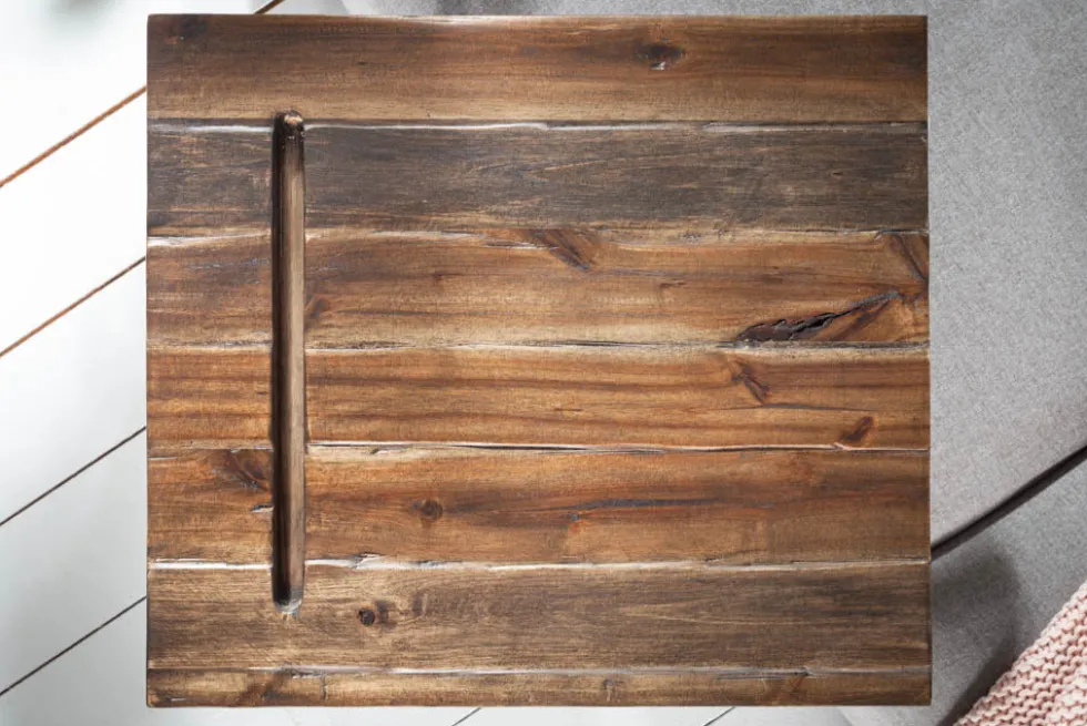 Industrial Beistelltisch SCANDINAVIA 60cm Akazie Massivholz Laptoptisch mit Tablet-Halterung