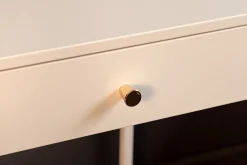 Industrial Beistelltisch SLIM LINE 50cm weiß Metall mit Schublade Nachttisch