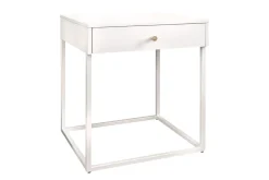 Industrial Beistelltisch SLIM LINE 50cm weiß Metall mit Schublade Nachttisch