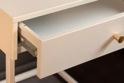 Industrial Beistelltisch SLIM LINE 50cm weiß Metall mit Schublade Nachttisch