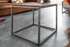 Industrial Beistelltisch BARRACUDA 40cm recyceltes Massivholz mit geflexten Beinen