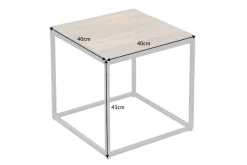 Industrial Beistelltisch BARRACUDA 40cm recyceltes Massivholz mit geflexten Beinen