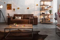 Industrial Beistelltisch BARRACUDA 40cm recyceltes Massivholz mit geflexten Beinen