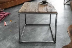 Industrial Beistelltisch BARRACUDA 40cm recyceltes Massivholz mit geflexten Beinen